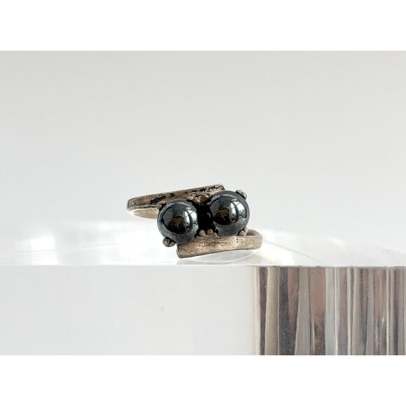 Tahitian Pearl Bead Accented Sterling Silver 925 Vintage Ring - sz 6.25 - Picture 11 of 15